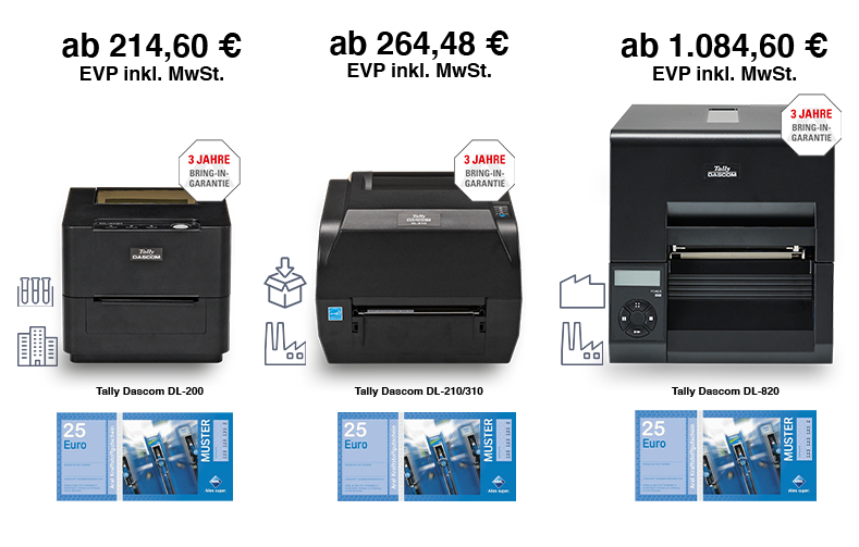 Kaufen Sie einen TallyDascom Thermodruckermaus der DL Serie und erhalten Sie einen Benzingutschein Thermodrucker Promotion